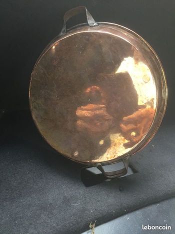 Casserole en cuivre étamé – diamètre 21,5 cm – vintage cuisine ou déco