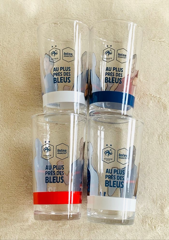 Lot 4 verres équipe de France en verre - photo numéro 7