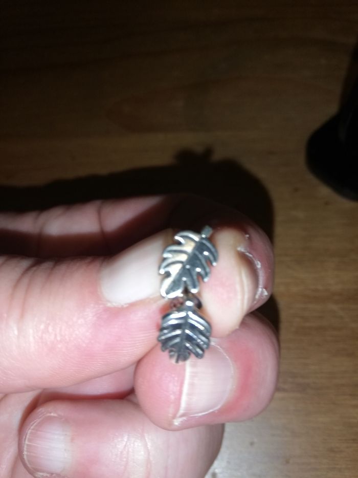 Boucles d'oreilles argentées feuilles - photo numéro 2