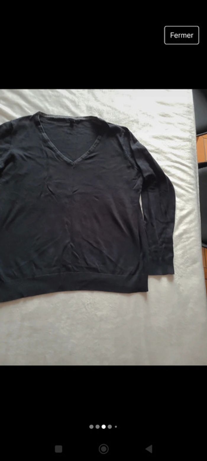 Pull col v *2 le lot de 2 femme noir marque Kiabi taille L 42/44 - photo numéro 2
