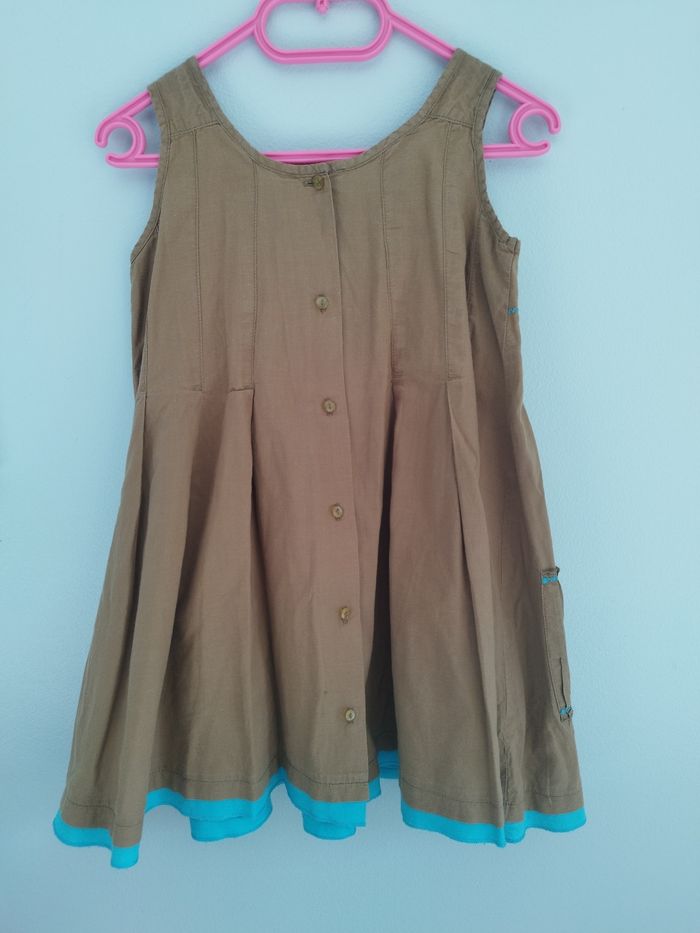 Robe kaki avec motif turquoise fille 4 ans - photo numéro 3