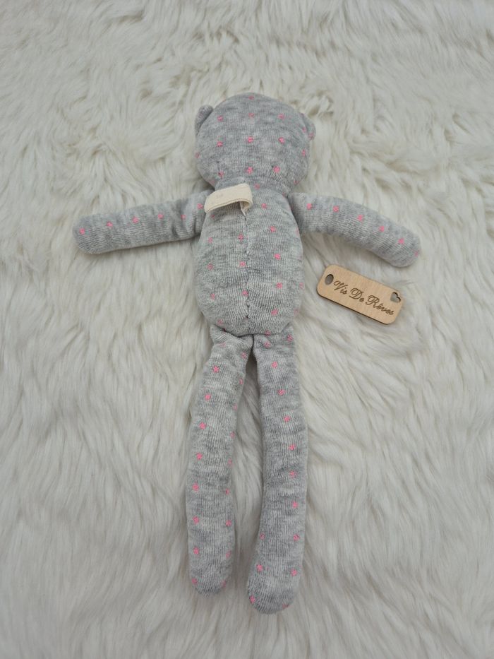 Doudou peluche Chat Étoiles gris rose Bout'chou - photo numéro 4