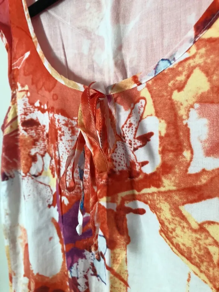 Robe en coton Esprit blanche à fleur orange taille 36 - photo numéro 9