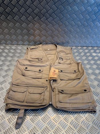 gilet de reporter journaliste peche randonne idaho  taille s kaki 1202 14 poches sans manches