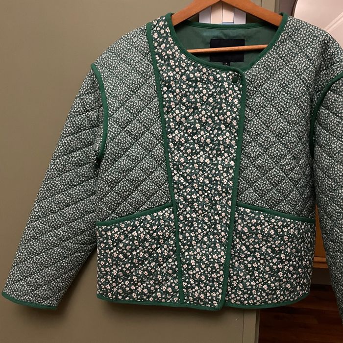 Veste matelassée réversible motif fleuri Kiabi - Verte & blanche - photo numéro 4