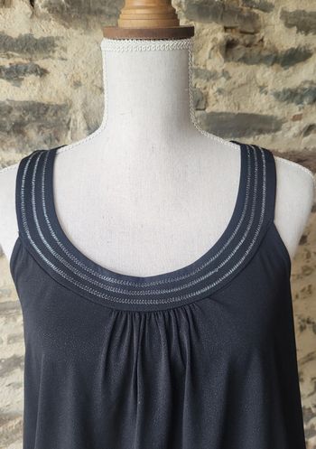 Top haut noir habillé irisé style débardeur Clara Vitti Taille 38