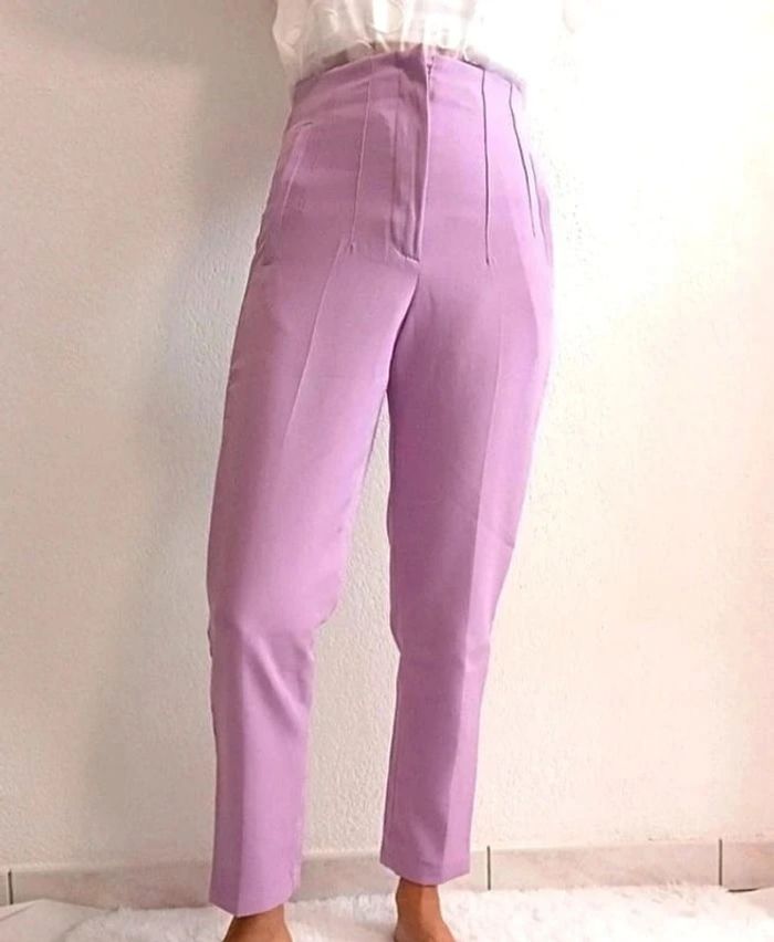 Pantalon Costume Taille Haute Pour Femme. Couleur Lila. Taille XS - photo numéro 3