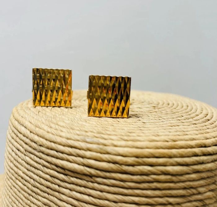 🔥 Paire Boutons de manchettes chic. Plaqué or. - photo numéro 17