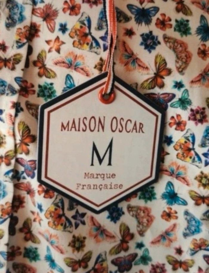 chemise lucas marque Maison Oscar taille S motif papillon marque française neuve avec étiquette - photo numéro 2