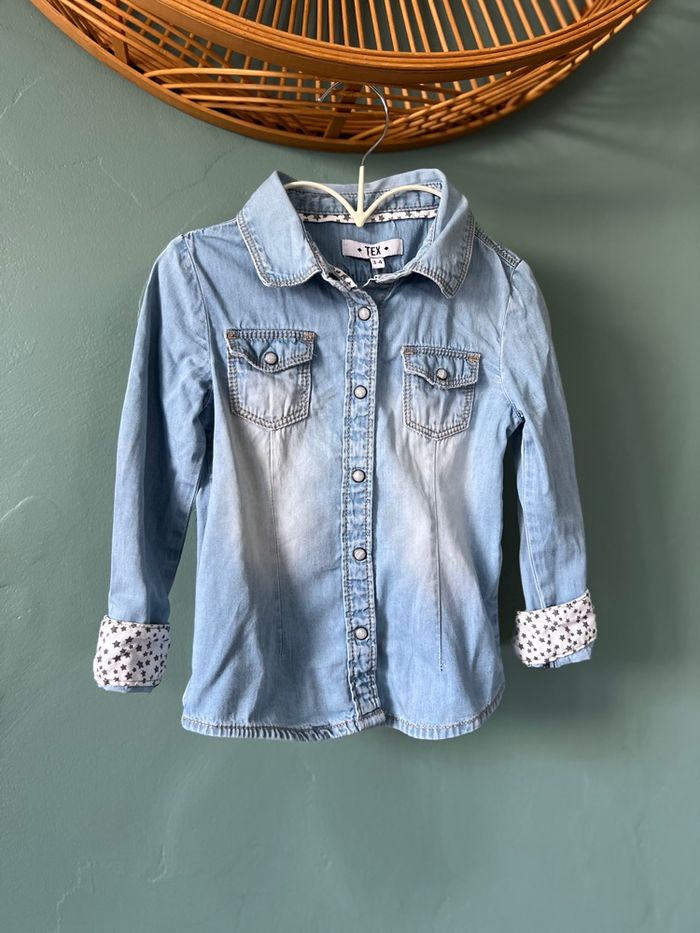 Ensemble chemise jean et short à bretelles 3/4 ans - Bleu & Marine - photo numéro 4