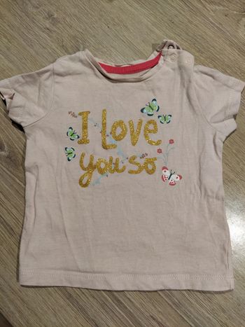 T-shirt rose motif paillettes