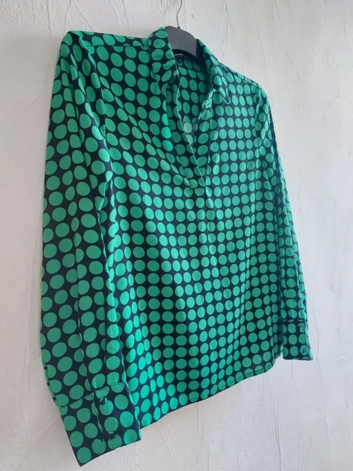 Chemisier à motif géométrique vert Taille M - photo numéro 4