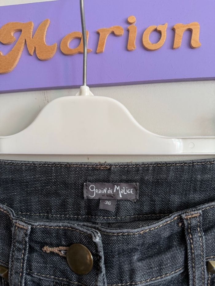 Jean gris 7/8 large dans le bas, taille 36, marque Grain de Malice - photo numéro 2