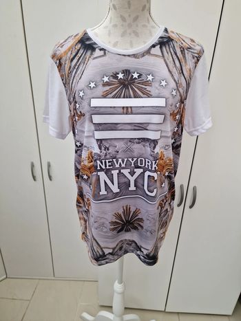 T-shirt Blanc imprimé Baroque New York