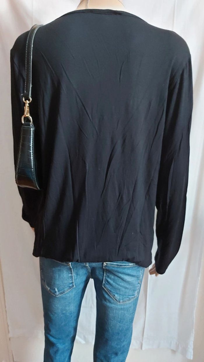 T-shirt noir- léger- col rond- motif imprimé/ clarina taille XL/42 - photo numéro 2