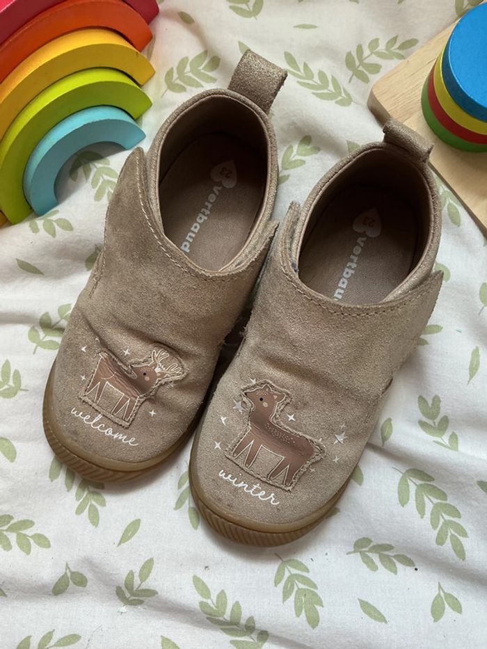 chaussons antidérapants doré taille 23 vertbaudet - photo numéro 2
