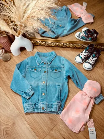 Taille 5-6 ans veste en jean et chèche fille bleue rose 🌺