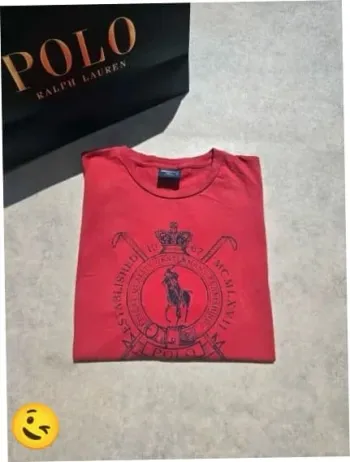 T-shirt Ralph Lauren L coupe col rond rouge Homme Men tee031