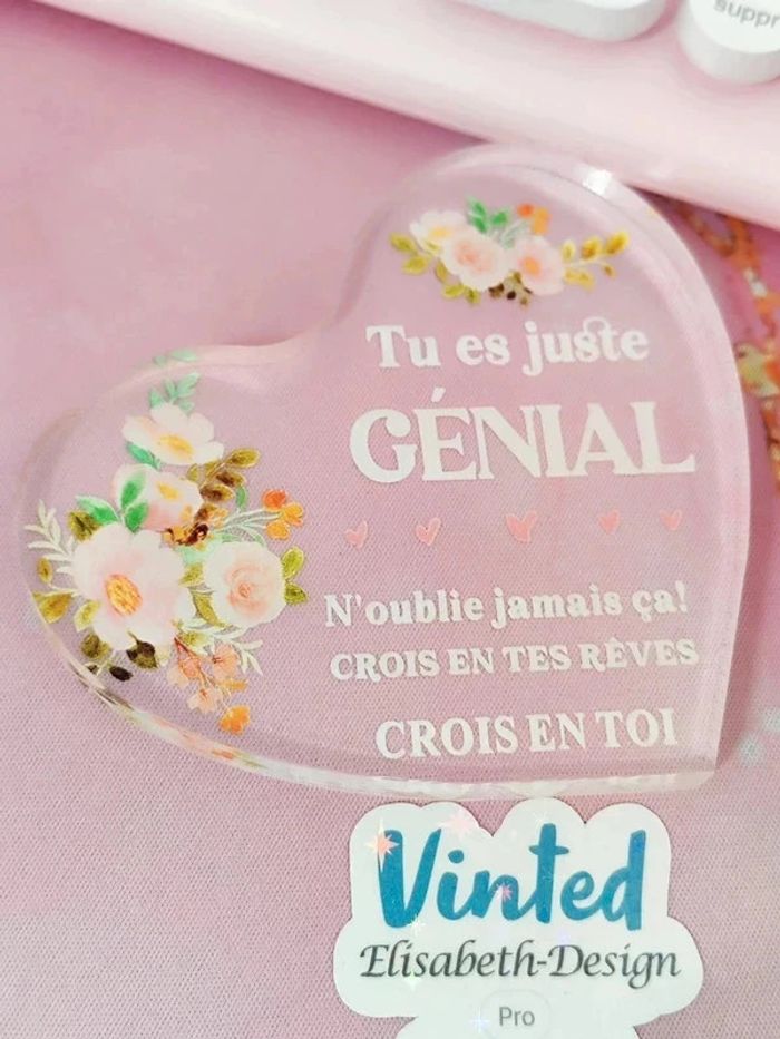 Plaque cœur " Tu es juste Génial " - photo numéro 3