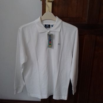 Polo blanc manches longues - Canamas pour Tobogan - T.10ans - Neuf