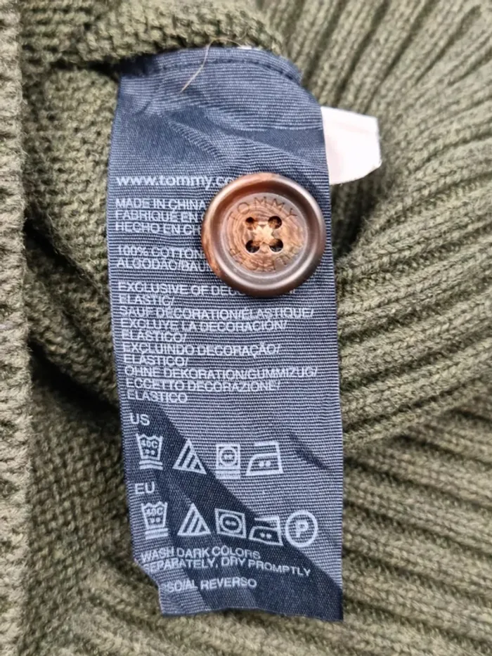 Pull col châle Tommy Hilfiger kaki L Hommes - photo numéro 7