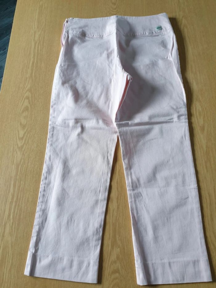 Pantacourt toile femme Lacoste T38 long 91cm rose claire