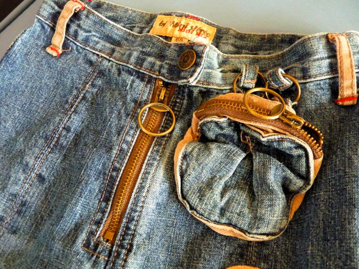 Jean Fille Gemo 6 ans pantalon bleu + pochette zippée TBE - photo numéro 2