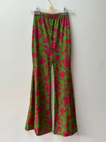 jupe longue avec fente et boutons, motifs fleurs
