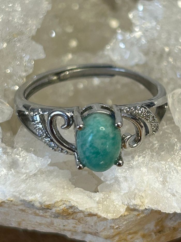 Bague réglable en laiton et en amazonite – Harmonie & Confiance - photo numéro 5