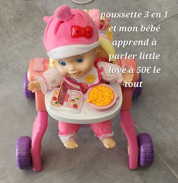 Poussette 3 en 1 et son bébé qui parle little love v tech