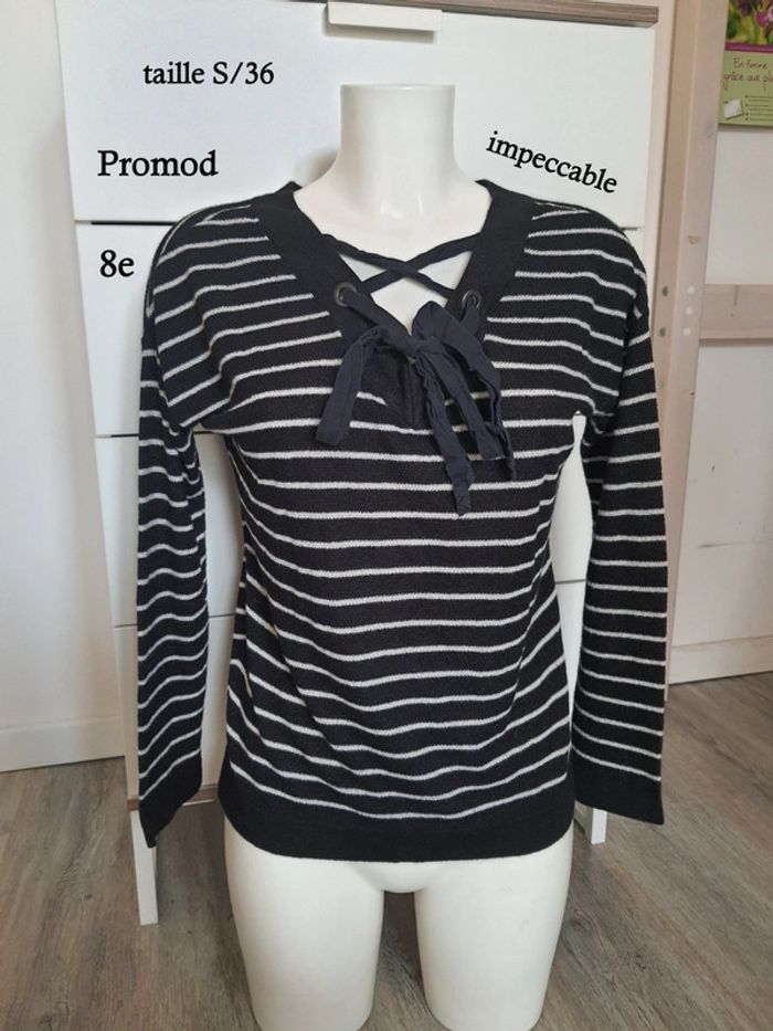 Pull marinière col V Promod taille 36
