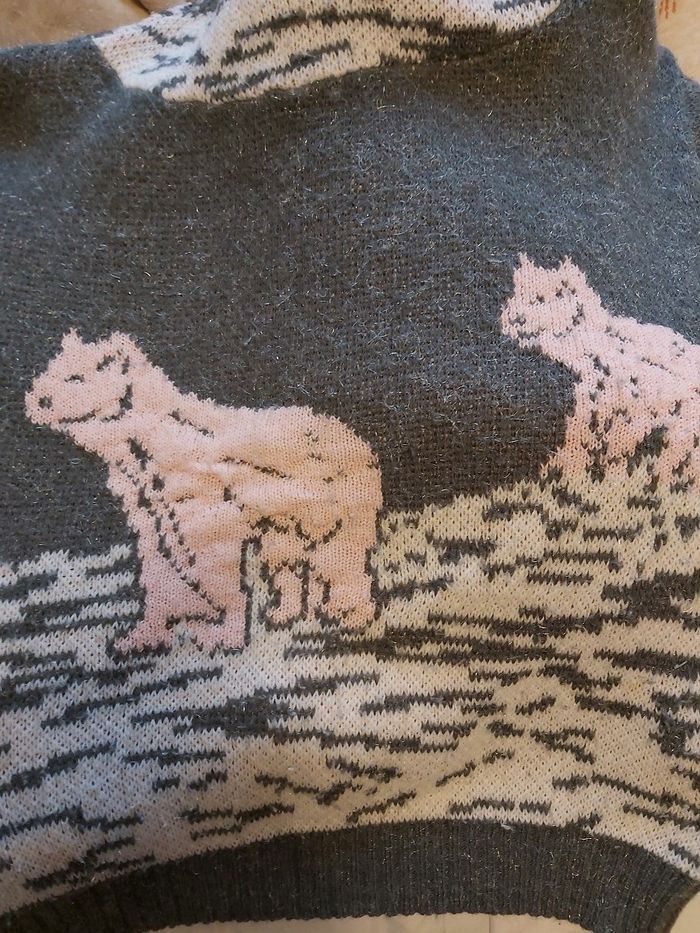 Pull col montant gris, rose et blanc T. 40 - photo numéro 4