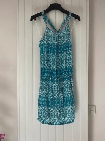 Robe turquoise blanche Promod
