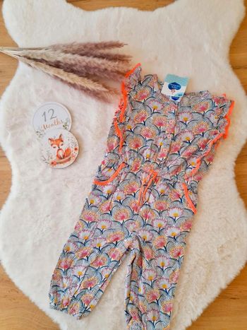 Combi pantalon été fleurie 12 mois Mots d’enfants neuve