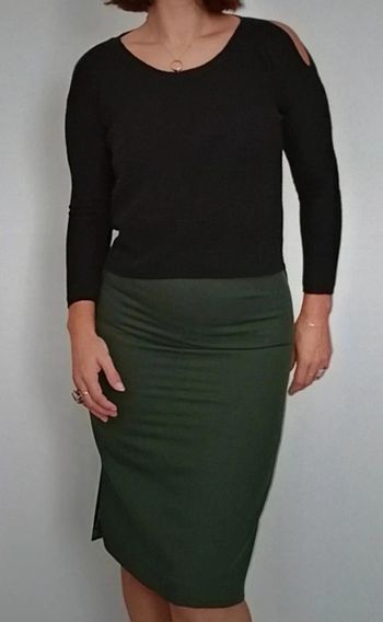 Jupe tailleur vintage chic vert kaki taille 38