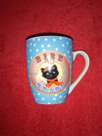 Mug bleu chat hiver