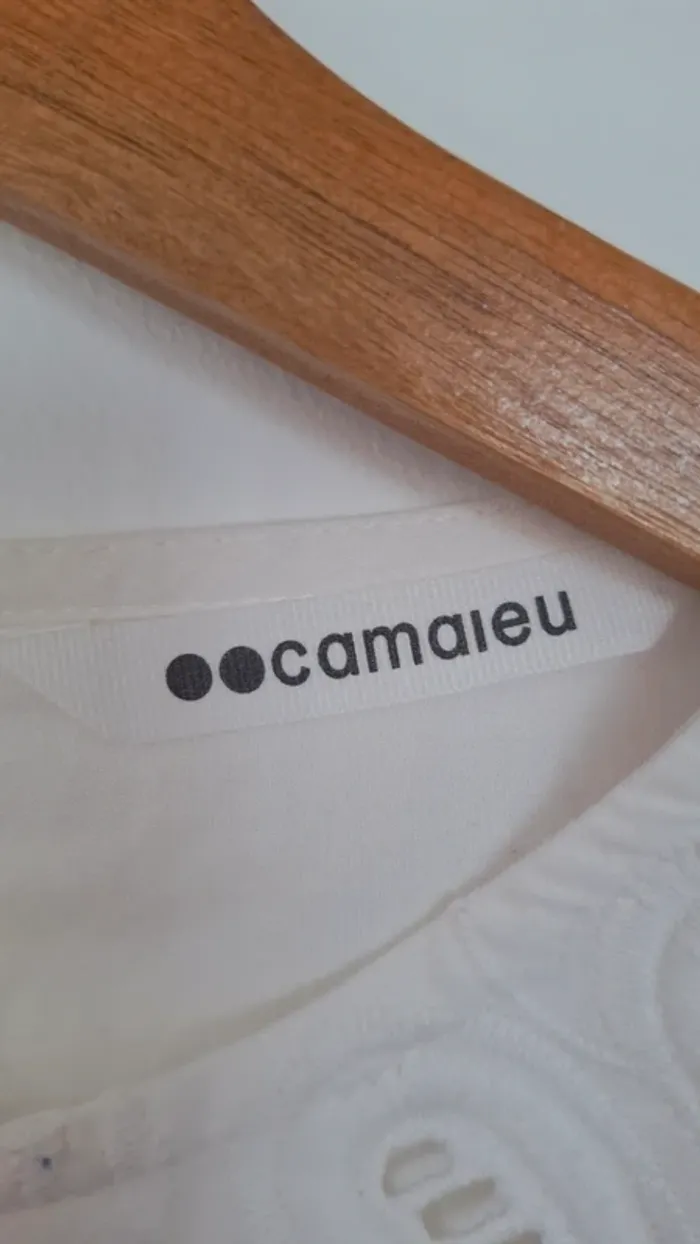 Blouse boheme ultra tendance en broderie blanche crème – Camaïeu (Taille L, neuve) 🤍 - photo numéro 5