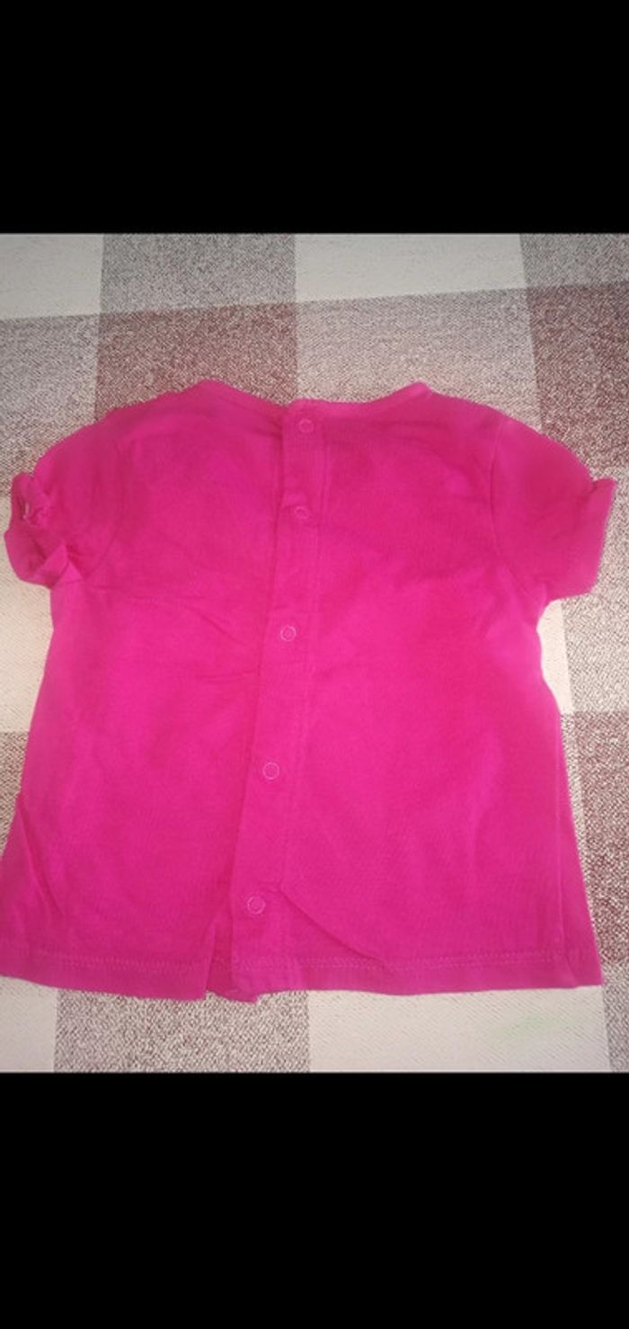 Tee shirt 6 mois rose manches courtes kitchoun - photo numéro 3