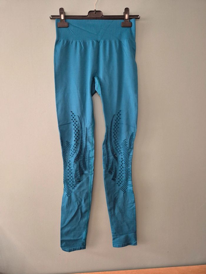 Legging de sport bleu canard ajouré taille 36, fabletics