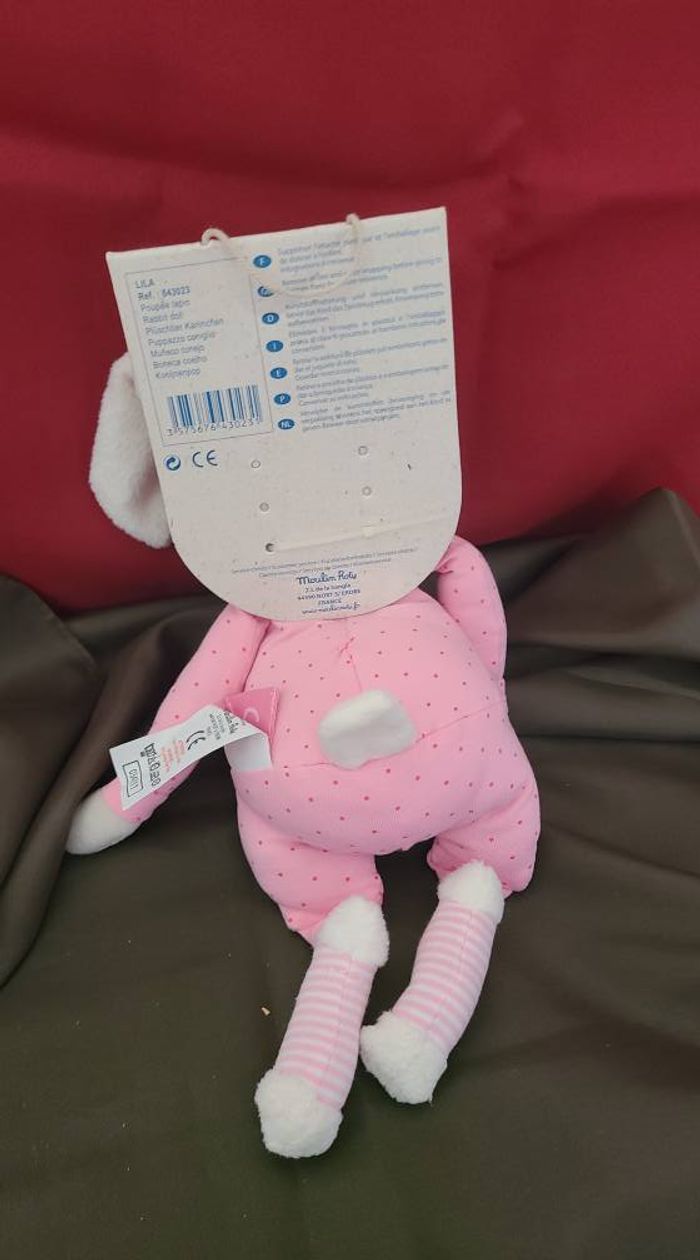 Moulin roty doudou lapin collection lila rose blanc gris - photo numéro 2