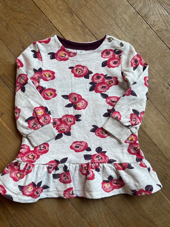 Robe grise à fleurs Petit Bateau 4 ans