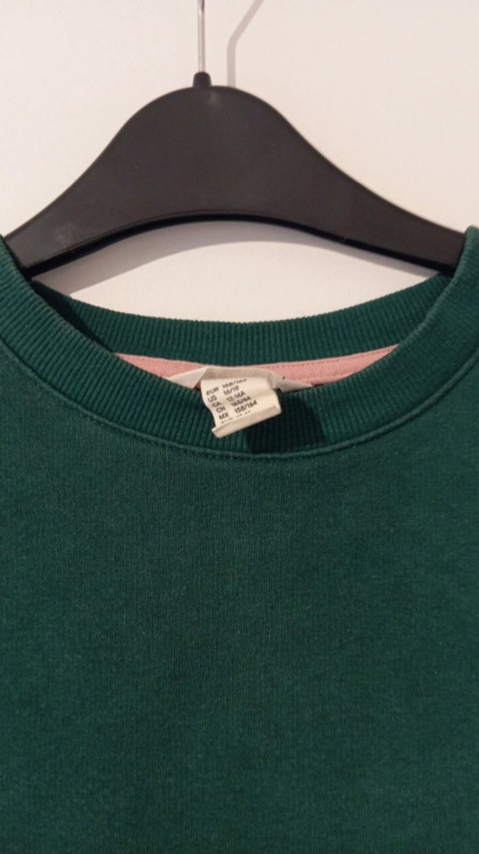 Sweat col rond vert fille 14 ans h&m en très bon état - photo numéro 4