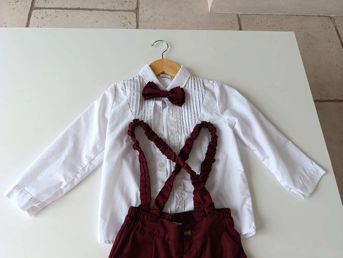 Costume bordeaux 5 ans nœuds papillon style vintage - photo numéro 2