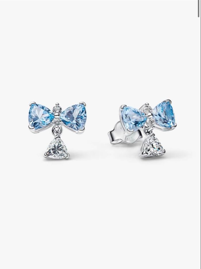 Boucle d’oreille Bridgerton noeud bleu - photo numéro 2