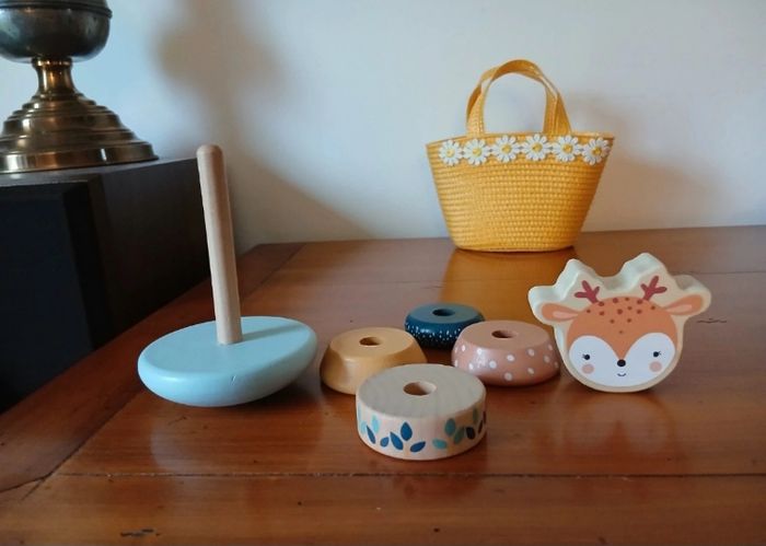 jouets bois massif : Biche-culbuto à empiler + Hippo à faire rouler - photo numéro 6