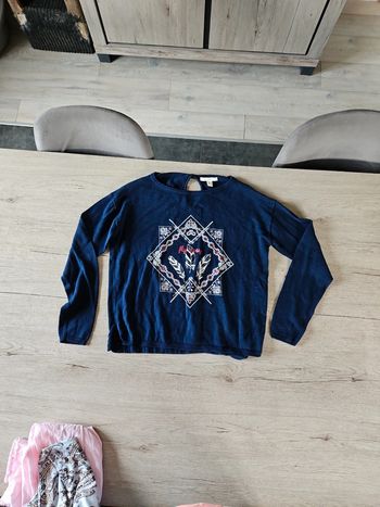 Pull léger, bleu foncé, manches longues, avec plumes, Springfield, taille M, nickel