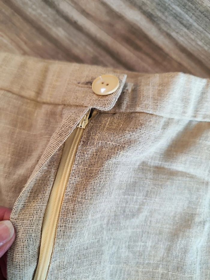 Pantalon beige (42% polyester, 22% lin, 22% viscose) Karting Taille 40 - photo numéro 3
