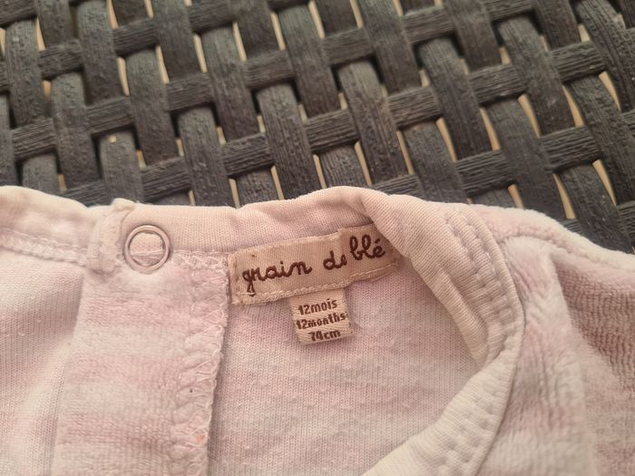 Pyjama. 12 mois. Grain de blé. Rose/ blanc. - photo numéro 3