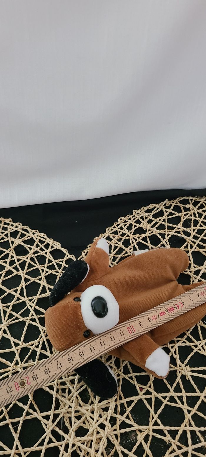 Peluche chien marron, blanc - photo numéro 2