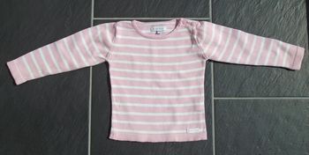 Marinière fille rose et blanche 18 mois